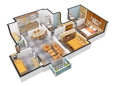 Image of 1350 Sq.ft 2.5 BHK Apartment / Flat for rent in Adani The Meadows, Shantigram, Ahmedabad for Rs. 28000