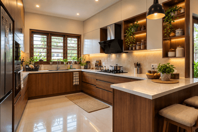 Kitchen Image of 1500 Sq.ft 3 BHK Independent House for sale in Punkunnam Thrissur for Rs. 8600000