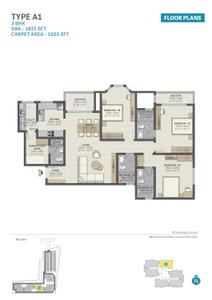 Image of 1821 Sq.ft 3 BHK Apartment / Flat for rent in Sobha Victoria Park, Byrathi, Bengaluru for Rs. 61000
