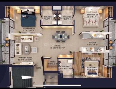 Image of 1911 Sq.ft 3 BHK Builder Floor for sale in Bollywood Essencia, Gazipur, Zirakpur for Rs. 8500000