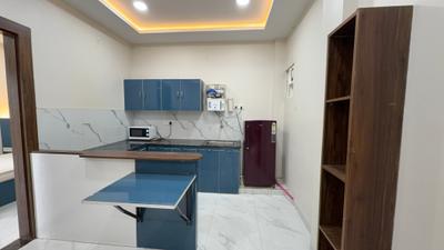Kitchen Image of 550 Sq.ft 1 BHK Builder Floor for rent in Mahalakshmi Nagar Indore for Rs. 18999