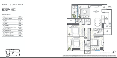 Image of 1200 Sq.ft 3 BHK Apartment / Flat for sale in Parel, Mumbai for Rs. 62000000