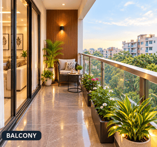 Balcony Image of 1520 Sq.ft 2 BHK Apartment / Flat for sale in Om Shri Vrinda Orchids, Sunrakh Bangar Vrindavan for Rs. 11400000
