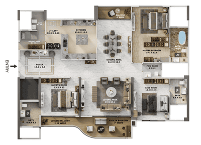 Image of 2976 Sq.ft 3 BHK Apartment / Flat for sale in Gera Isle Royale, Bavdhan, Pune for Rs. 32500000