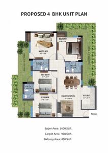 Image of 1300 Sq.ft 4 BHK Apartment / Flat for sale in Adore Prima, Sector 73, Faridabad for Rs. 7800000