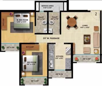 Image of 1250 Sq.ft 2 BHK Apartment / Flat for rent in Mukta Residency Phase 2, Khidkali, Thane for Rs. 20000