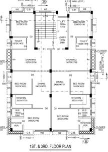 Floor Plan Image of 1350 Sq.ft 3 BHK Apartment / Flat for sale in Purbachal Kolkata for Rs. 6480000
