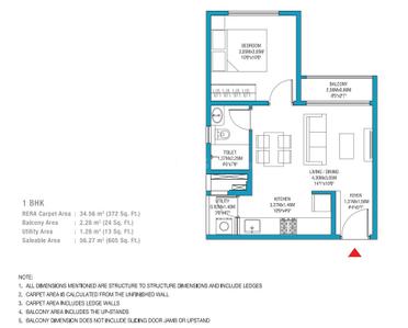 Image of 605 Sq.ft 1 BHK Apartment / Flat for sale in Godrej Splendour, K R Puram, Bengaluru for Rs. 8200000