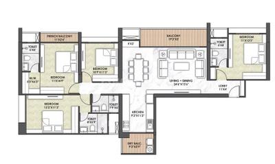 Image of 1600 Sq.ft 3 BHK Apartment / Flat for sale in Mantra Residencies Mayfair Residences Phase 2, Kondhwa, Pune for Rs. 22000000