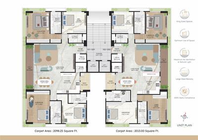 Image of 3868 Sq.ft 4 BHK Apartment / Flat for sale in Vesu, Surat for Rs. 24368400