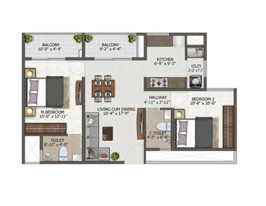 Image of 1572 Sq.ft 3 BHK Apartment / Flat for sale in Euphoria In The East, Whitefield, Bengaluru for Rs. 14900000