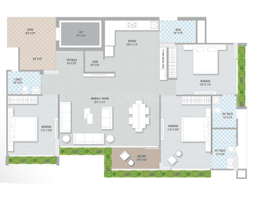 Image of 2655 Sq.ft 3 BHK Apartment / Flat for sale in Gota, Ahmedabad for Rs. 16000000