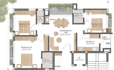 Image of 1350 Sq.ft 3 BHK Apartment / Flat for sale in Chandrasekharpur, Bhubaneswar for Rs. 14500000