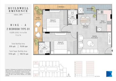 Image of 1030 Sq.ft 2 BHK Apartment / Flat for sale in Buildwell Eminence, Jakhya, Indore for Rs. 5665000