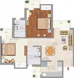 Image of 700 Sq.ft 2 BHK Apartment / Flat for sale in Aditya Luxuria Estate, Bamheta Village, Ghaziabad for Rs. 5500000