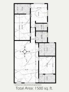Floor Plan Image of 1500 Sq.ft 3 BHK Apartment / Flat for sale in Baguiati Kolkata for Rs. 8600000