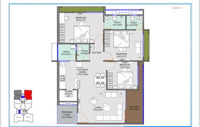 Image of 2430 Sq.ft 3 BHK Apartment / Flat for sale in Kudasan, Gandhinagar for Rs. 9700000