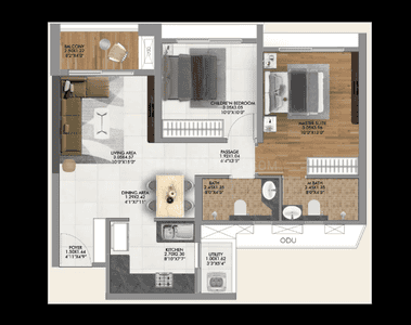 Image of 1109 Sq.ft 2 BHK Apartment / Flat for sale in Geras Joy On The Treetops, Hinjawadi Phase 3, Pune for Rs. 8900000