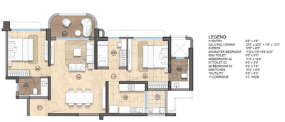 Image of 1900 Sq.ft 3 BHK Apartment / Flat for sale in Lodha Elanza, Dommasandra, Bengaluru for Rs. 25000000