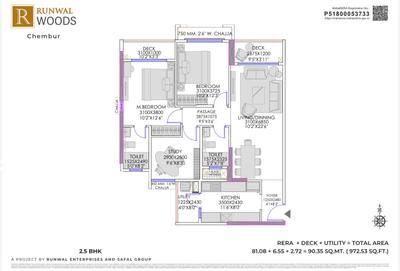 Image of 973 Sq.ft 2 BHK Apartment / Flat for sale in Runwal Woods, Chembur, Mumbai for Rs. 22900000