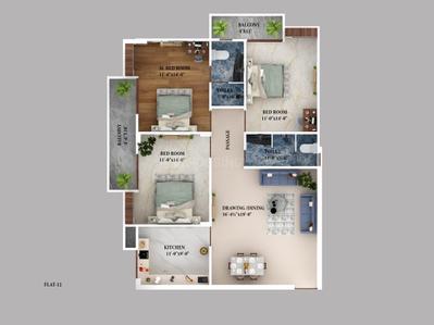 Living Room Image of 1516 Sq.ft 3 BHK Apartment / Flat for sale in Susuwahi Varanasi for Rs. 9854000