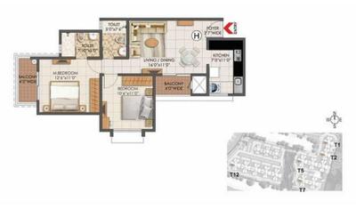 Image of 867 Sq.ft 2 BHK Apartment / Flat for sale in Prestige Primrose Hills Ph I, Uttarahalli -Manavarthekaval, Bengaluru for Rs. 12500000