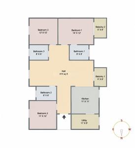 Image of 1600 Sq.ft 3 BHK Apartment / Flat for sale in Prestige Ferns Residency, Harlur, Bengaluru for Rs. 39500000