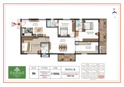Image of 1794 Sq.ft 3 BHK Apartment / Flat for sale in Sudarshan Foresta, Thanisandra, Bengaluru for Rs. 14900000