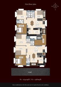 Floor Plan Image of 1378 Sq.ft 3 BHK Apartment / Flat for sale in Besant Nagar Chennai for Rs. 25400100