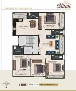 Image of 1950 Sq.ft 4 BHK Apartment / Flat for sale in Katiyar Mitali Mansion, Somalwada, Nagpur for Rs. 9499000