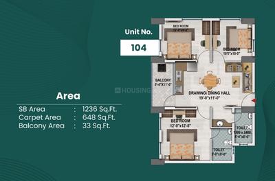 Image of 909 Sq.ft 3 BHK Apartment / Flat for sale in JB Polaris, Tamando, Bhubaneswar for Rs. 7700000