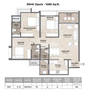 Image of 1100 Sq.ft 3 BHK Apartment / Flat for sale in Siddhashila Treasure Troves, Wakad, Pune for Rs. 14000000