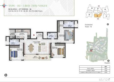 Image of 1819 Sq.ft 3 BHK Apartment / Flat for sale in Prestige Park Grove, Whitefield, Bengaluru for Rs. 25500000