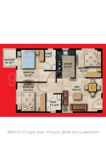 Image of 913 Sq.ft 3 BHK Apartment / Flat for sale in Shine Sansaar, Azara, Guwahati for Rs. 4200000