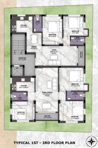 Floor Plan Image of 944 Sq.ft 2 BHK Apartment / Flat for sale in Adambakkam Chennai for Rs. 9156800
