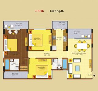 Image of 1256 Sq.ft 2 BHK Apartment / Flat for sale in Indraprastha Residency, Amausi, Lucknow for Rs. 8456584