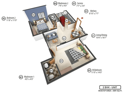 Image of 1170 Sq.ft 3 BHK Apartment / Flat for sale in Steps Stone Vatsa, Iyyappanthangal, Chennai for Rs. 7500000