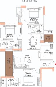 Image of 1905 Sq.ft 3 BHK Apartment / Flat for sale in Khushi Capella, Pahala, Bhubaneswar for Rs. 14287500