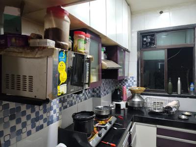 Kitchen Image of 500 Sq.ft 1 BHK Apartment / Flat for rent in Raunak Bliss, Kasarvadavali Thane for Rs. 24500