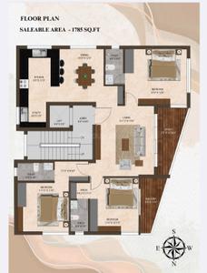 Floor Plan Image of 1785 Sq.ft 3 BHK Apartment / Flat for sale in Madipakkam Chennai for Rs. 16957500