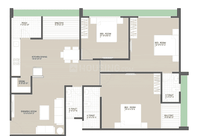Image of 1100 Sq.ft 3 BHK Apartment / Flat for sale in Addis Addor Arise, University Area, Ahmedabad for Rs. 13000000