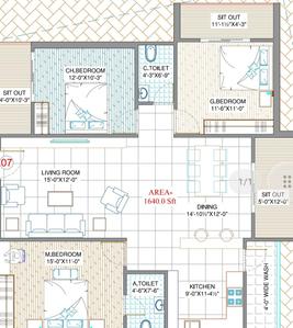 Image of 1640 Sq.ft 3 BHK Apartment / Flat for sale in Shankarpally, Hyderabad for Rs. 7378360