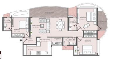 Image of 1721 Sq.ft 3 BHK Apartment / Flat for sale in Chandrarang The Embercrest, Wakad, Pune for Rs. 19100000