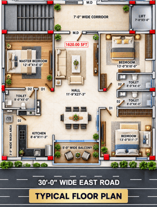 Image of 1620 Sq.ft 3 BHK Apartment / Flat for sale in Narsingi, Hyderabad for Rs. 10530000