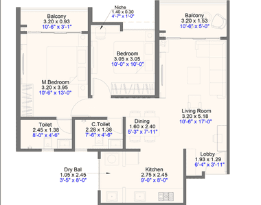 Image of 1040 Sq.ft 2 BHK Apartment / Flat for sale in Intofinity Kohinoor Anantara, Pimpri, Pune for Rs. 8400000