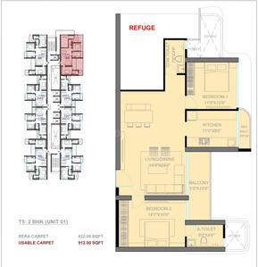 Image of 1110 Sq.ft 3 BHK Apartment / Flat for sale in Today Codename Citadel, Juinagar, Navi Mumbai for Rs. 27000000