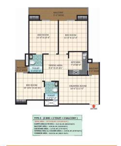 Image of 1375 Sq.ft 3 BHK Apartment / Flat for sale in Vasu Fortune Residency, Raj Nagar Extension, Ghaziabad for Rs. 9900000
