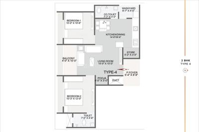 Image of 1377 Sq.ft 2 BHK Apartment / Flat for sale in Jagatpur, Ahmedabad for Rs. 5800000