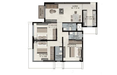 Image of 930 Sq.ft 3 BHK Apartment / Flat for sale in Velcon Vista, Chembur, Mumbai for Rs. 26800000