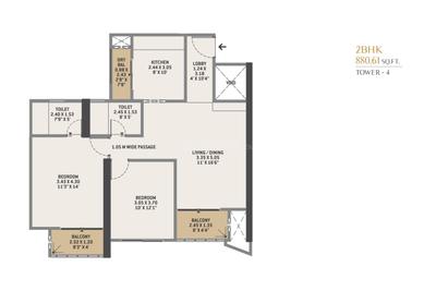 Image of 1159 Sq.ft 2 BHK Apartment / Flat for sale in Monarque by VTP Luxe, Hinjawadi, Pune for Rs. 11500000